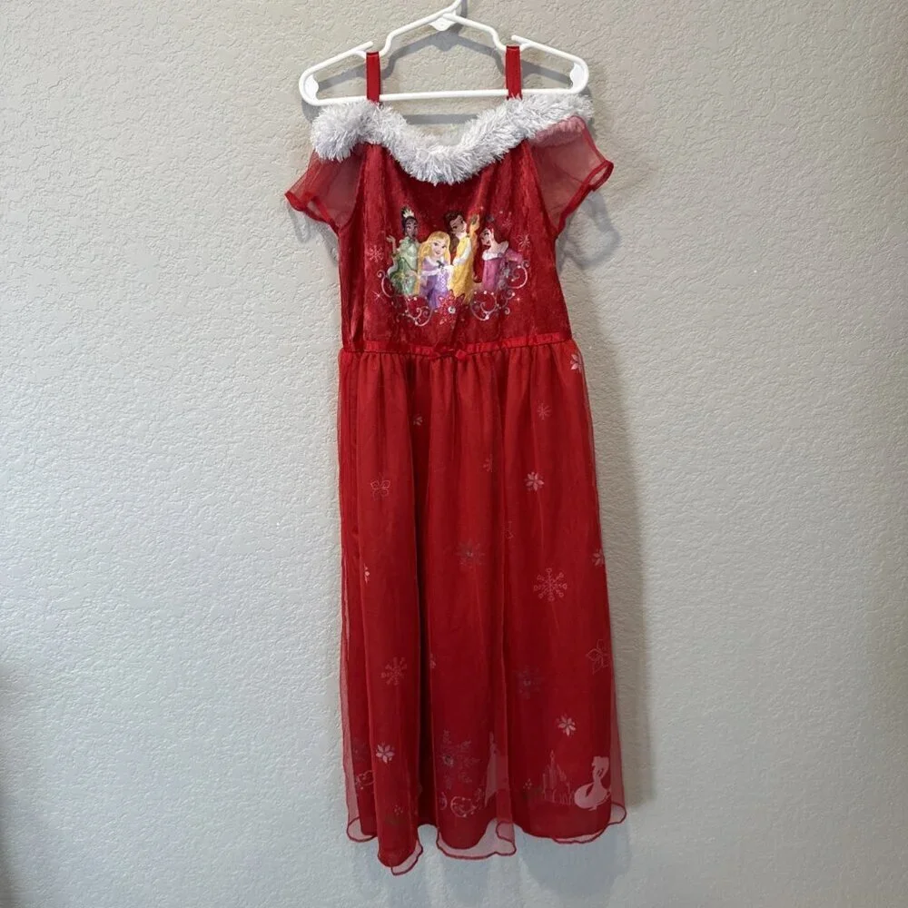 Disney Princess Girl's Satinet and Tulle Christmas Holiday Nightgown Gown Size 8